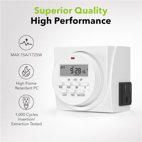 Heavy Duty Digital Programmable Timer, FD60 U6, 115V, 60Hz, Dual Outlet - Picture 4 of 7